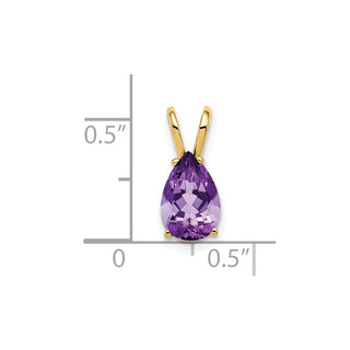 14k Yellow Gold 9x6mm Pear Amethyst Pendant