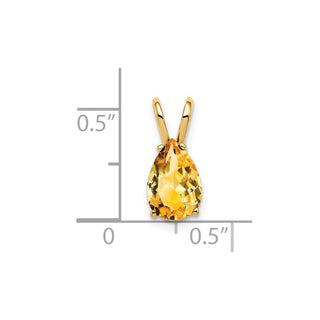 14k Yellow Gold 9x6mm Pear Citrine Pendant