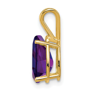 14k Yellow Gold 10x7mm Pear Amethyst Pendant