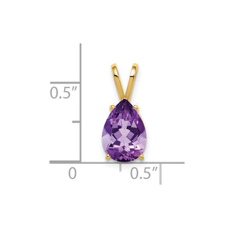 14k Yellow Gold 10x7mm Pear Amethyst Pendant