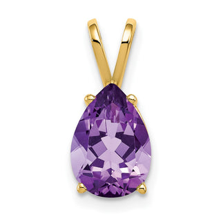 14k Yellow Gold 10x7mm Pear Amethyst Pendant
