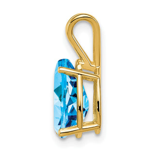 14k Yellow Gold 10x7mm Pear Blue Topaz Pendant