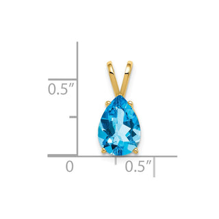14k Yellow Gold 10x7mm Pear Blue Topaz Pendant