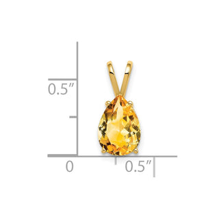 14k Yellow Gold 10x7mm Pear Citrine Pendant