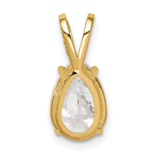 14k Yellow Gold 10x7mm Pear Cubic Zirconia Pendant