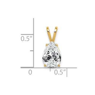 14k Yellow Gold 10x7mm Pear Cubic Zirconia Pendant