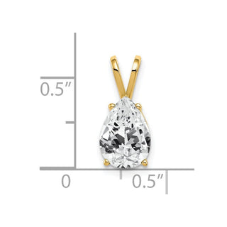 14k Yellow Gold 10x7mm Pear Cubic Zirconia Pendant