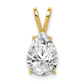 14k Yellow Gold 10x7mm Pear Cubic Zirconia Pendant