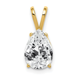 14k Yellow Gold 10x7mm Pear Cubic Zirconia Pendant