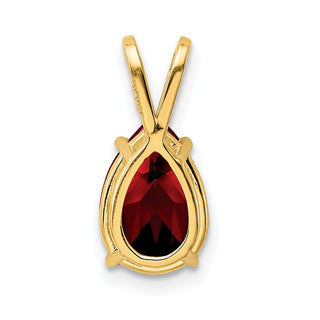14k Yellow Gold 10x7mm Pear Garnet Pendant