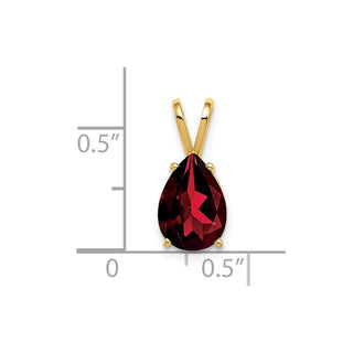 14k Yellow Gold 10x7mm Pear Garnet Pendant