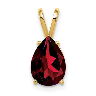 14k Yellow Gold 10x7mm Pear Garnet Pendant