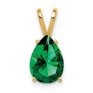14k Yellow Gold 10x7mm Pear Synthetic Mount St. Helens Pendant
