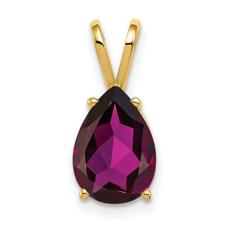 14k Yellow Gold 10x7mm Pear Rhodolite Garnet Pendant