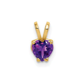 14k Yellow Gold 5mm Heart Amethyst Pendant