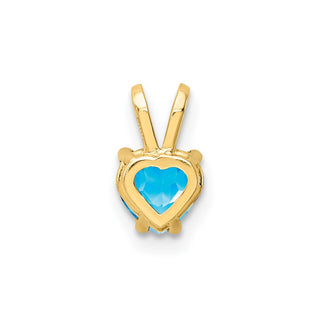 14k Yellow Gold 5mm Heart Blue Topaz Pendant
