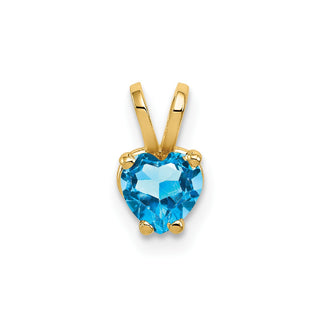 14k Yellow Gold 5mm Heart Blue Topaz Pendant
