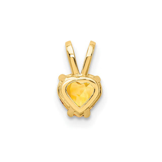 14k Yellow Gold 5mm Heart Citrine Pendant