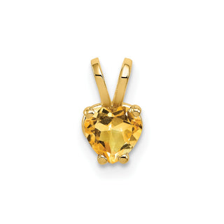 14k Yellow Gold 5mm Heart Citrine Pendant