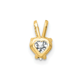 14k Yellow Gold 5mm Heart Cubic Zirconia Pendant