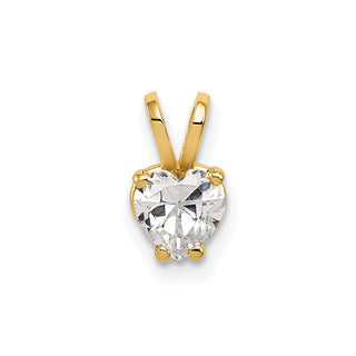 14k Yellow Gold 5mm Heart Cubic Zirconia Pendant