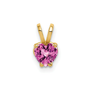 14k Yellow Gold 5mm Heart Pink Sapphire pendant