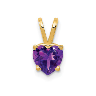 14k Yellow Gold 6mm Heart Amethyst Pendant