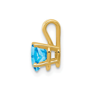 14k Yellow Gold 6mm Heart Blue Topaz Pendant