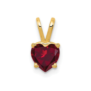 14k Yellow Gold 6mm Heart Created Ruby pendant