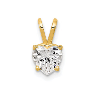 14k Yellow Gold 6mm Heart Cubic Zirconia Pendant