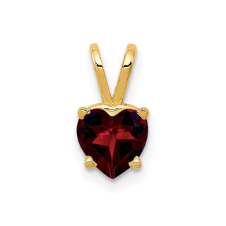 14k Yellow Gold 6mm Heart Garnet Pendant