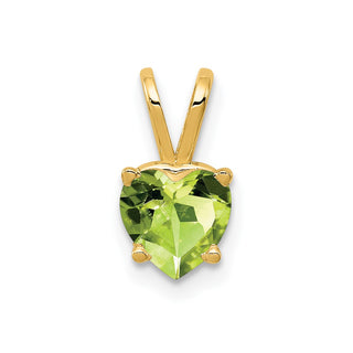14k Yellow Gold 6mm Heart Peridot Pendant