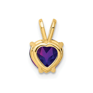 14k Yellow Gold 7mm Heart Amethyst Pendant