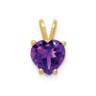 14k Yellow Gold 7mm Heart Amethyst Pendant
