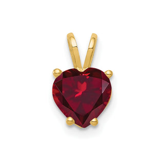 14k Yellow Gold 7mm Heart Created Ruby pendant