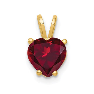 14k Yellow Gold 7mm Heart Created Ruby pendant