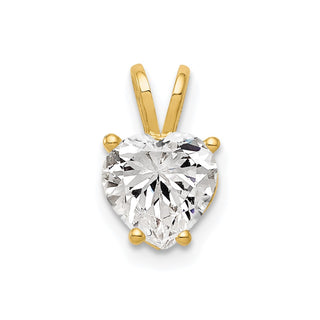 14k Yellow Gold 7mm Heart Cubic Zirconia Pendant