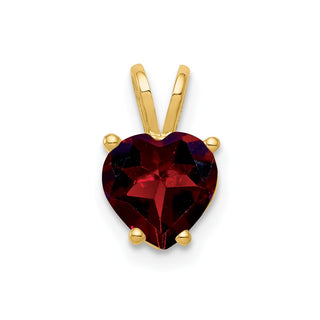 14k Yellow Gold 7mm Heart Garnet Pendant