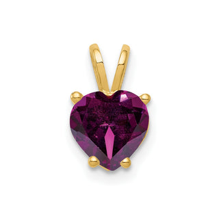 14k Yellow Gold 7mm Heart Rhodolite Garnet pendant