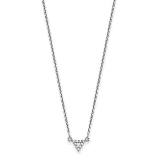 14k White Gold A Quality Diamond 6mm Triangle Necklace