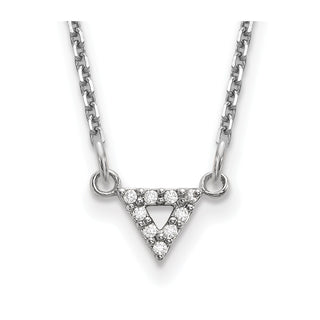 14k White Gold A Quality Diamond 6mm Triangle Necklace