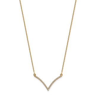 14k Yellow Gold A Diamond V Necklace