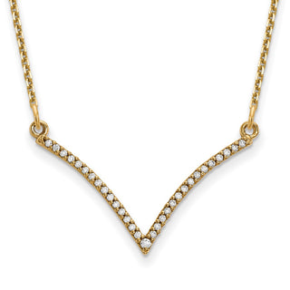 14k Yellow Gold A Diamond V Necklace