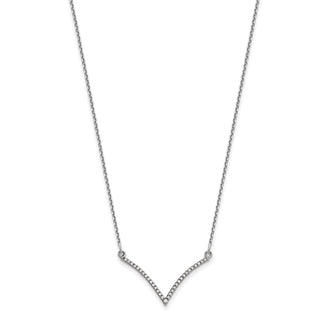 14k White Gold A Diamond V Necklace