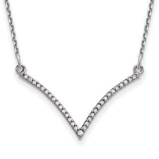 14k White Gold A Diamond V Necklace