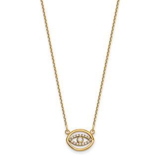 14k Yellow Gold Small Necklace A Diamond Gold Halo Evil Eye