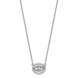 14k White Gold Small Necklace Diamond Halo Evil Eye