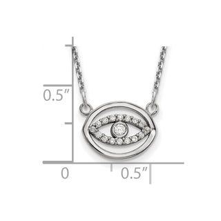14k White Gold Small Necklace Diamond Halo Evil Eye