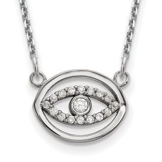 14k White Gold Small Necklace Diamond Halo Evil Eye
