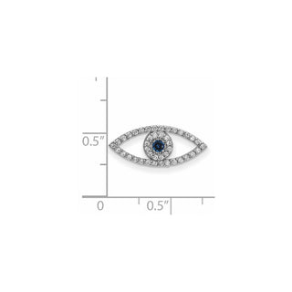 14k White Gold Small A Diamond and Sapphire Evil Eye Pendant